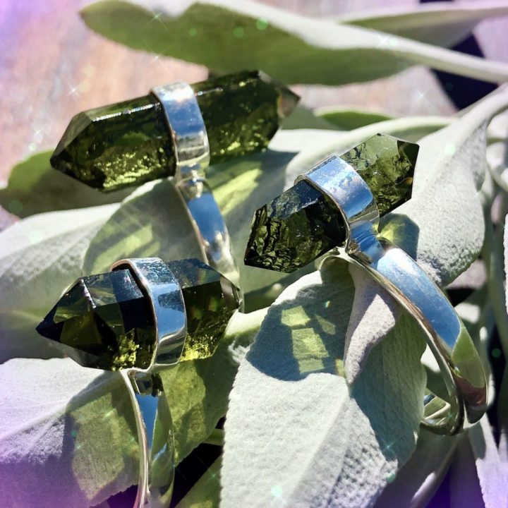 Double Terminated Moldavite Ascension Rings