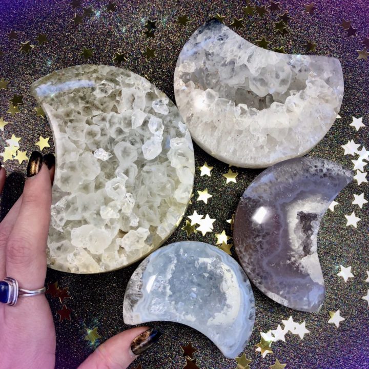 Emotional Healing Agate Geode Moons