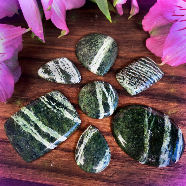 Energizing Green Zebra Jasper Cabochons