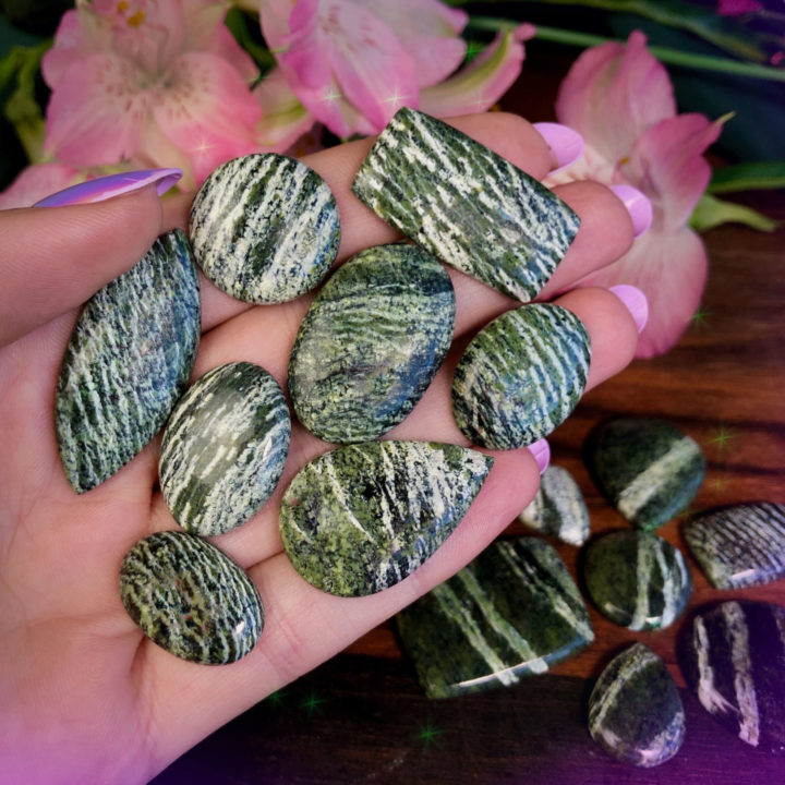 Energizing Green Zebra Jasper Cabochons