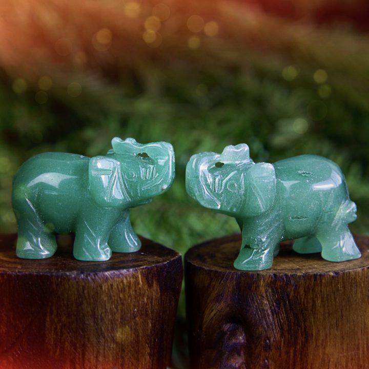 Green Aventurine Lucky Elephants