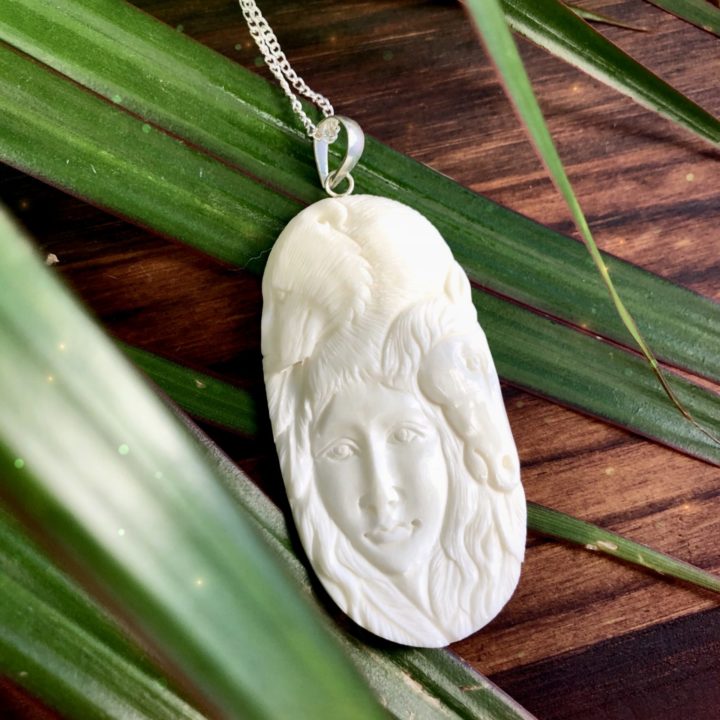 Buffalo Bone Horse Goddess Pendants