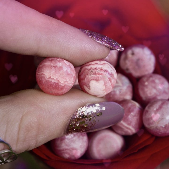 Mini Rhodochrosite Heart Healing Sphere Duo