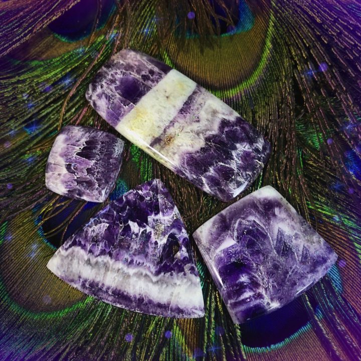 Peaceful Healing Chevron Amethyst Cabochons