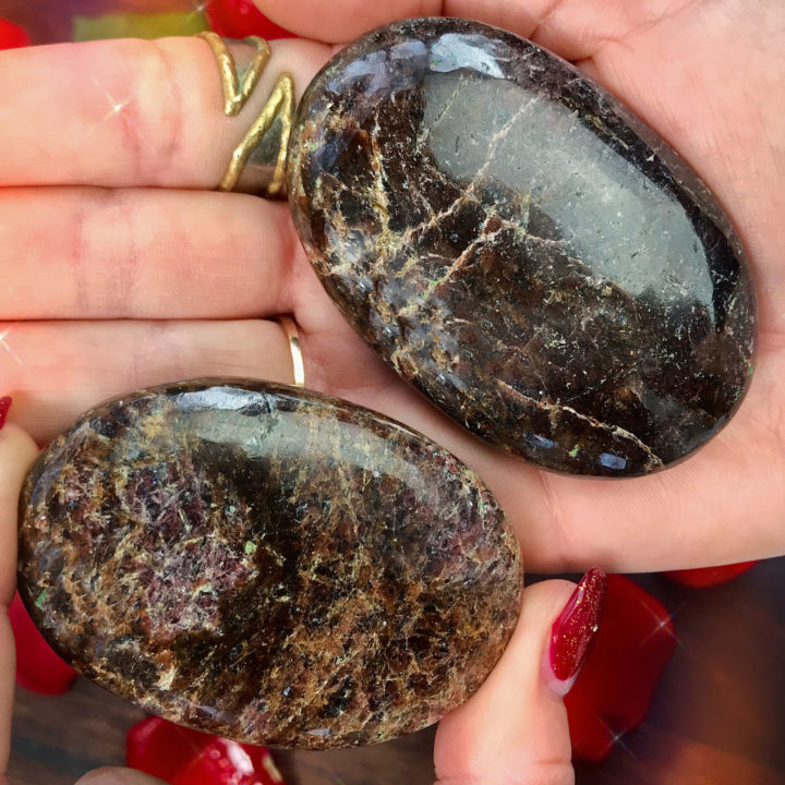 Stabilizing Almandine Garnet Palm Stone Duo