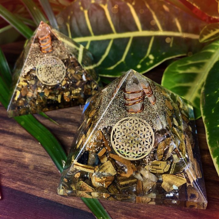 Tigers Eye Orgone Protection Pyramids