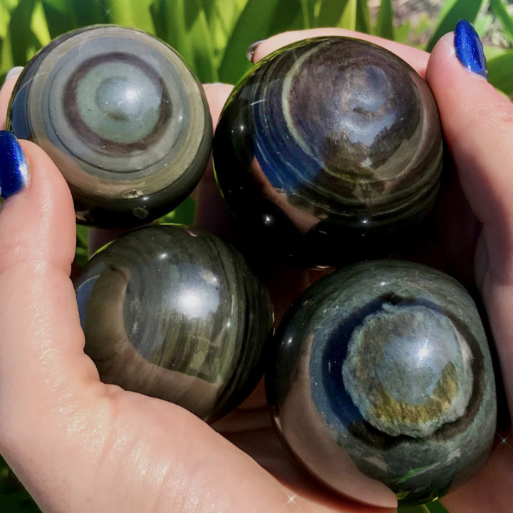 Rainbow Obsidian Spheres