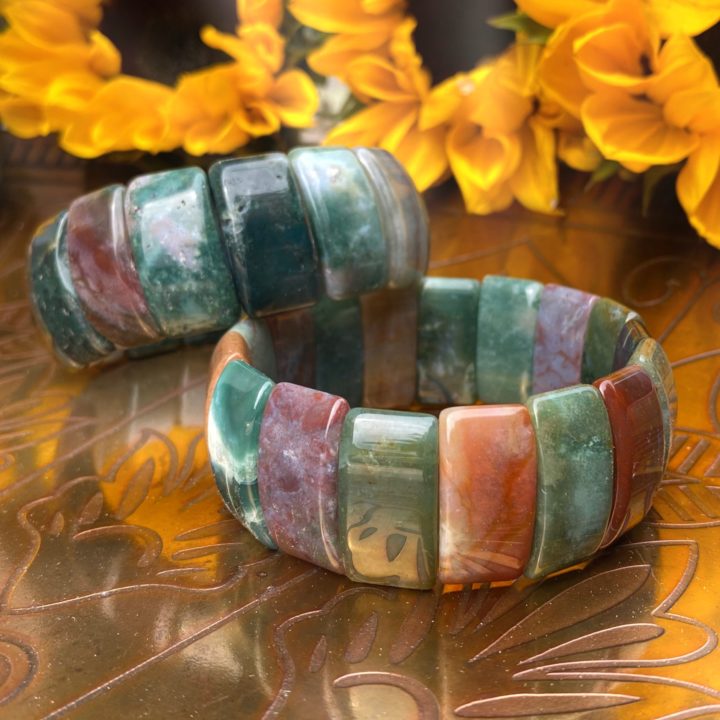 Fancy Jasper and Moss Agate Bracelets