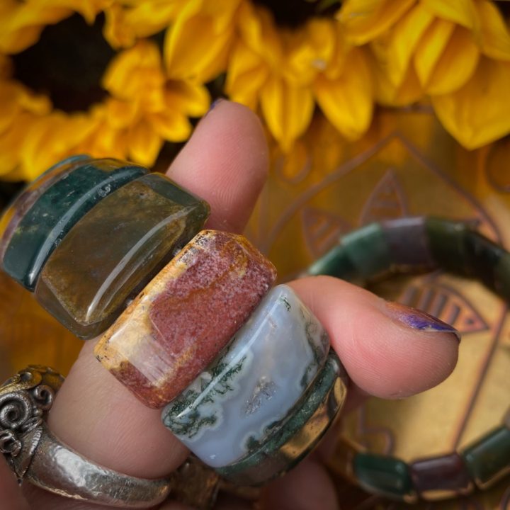 Fancy Jasper and Moss Agate Bracelets