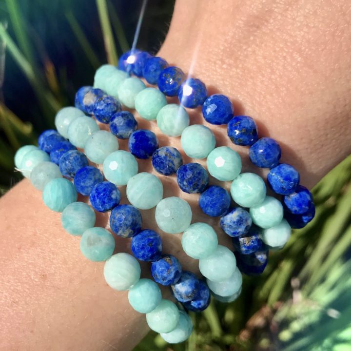 Lapis and Amazonite Priestess Bracelet Duo