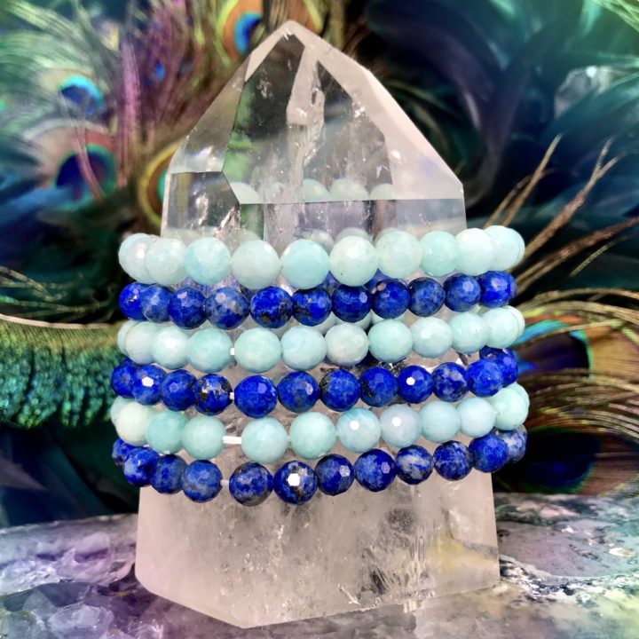 Lapis and Amazonite Priestess Bracelet Duo