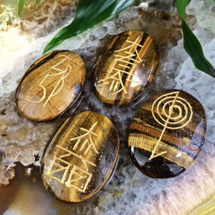 Tigers Eye Reiki Palm Stone Set