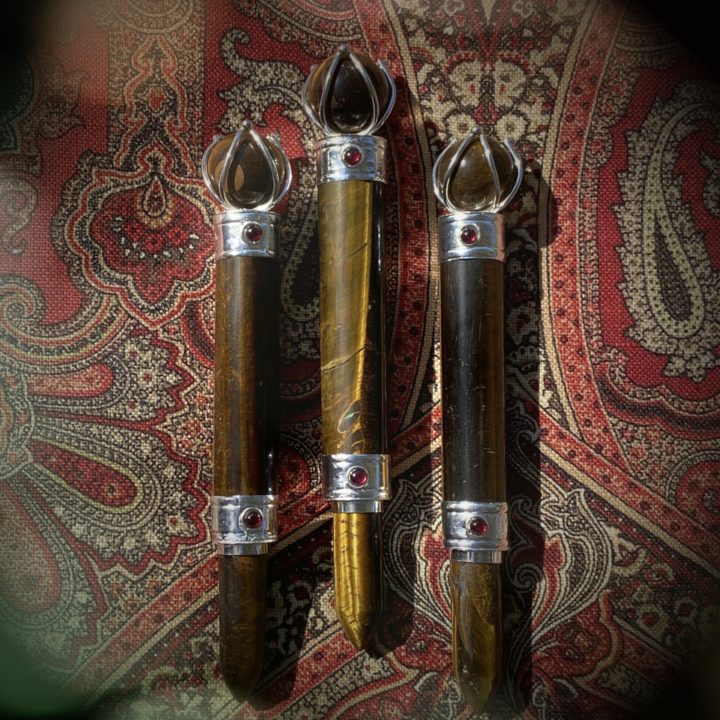 Tiger's Eye and Garnet Goddess Athena Wands