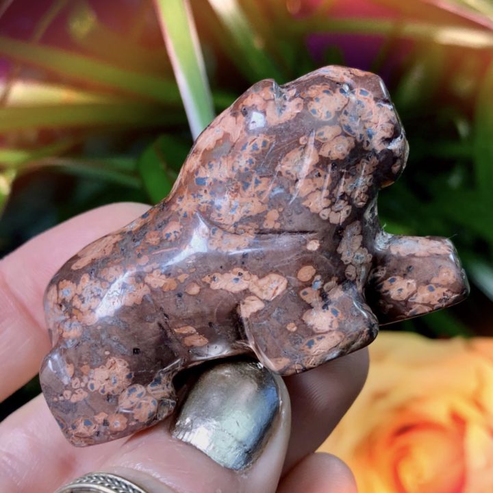 Leopardskin Jasper Lion Carvings