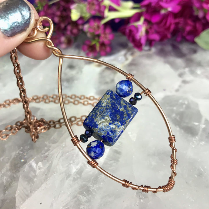 Lapis Wire Wrap Pendant