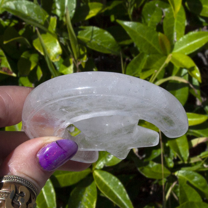 Clear Quartz Moon and Star Carvings