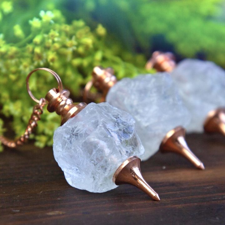 Natural Clear Quartz and Copper Pendulums