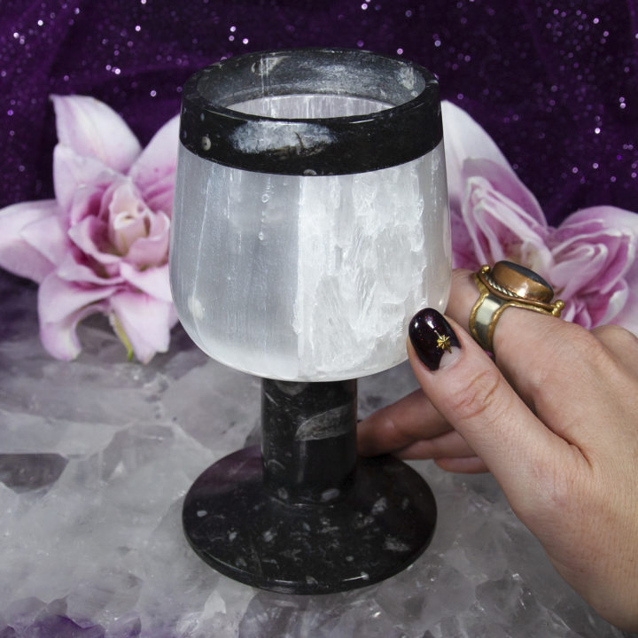 Ancient Wisdom Selenite and Orthoceras Tea Light Holders