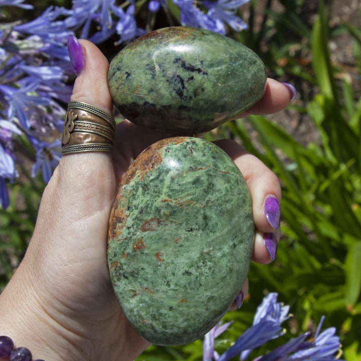 Chrysoprase Heart Healing Palm Stones