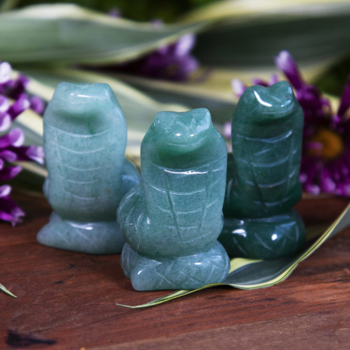 Green Aventurine Snake Carvings