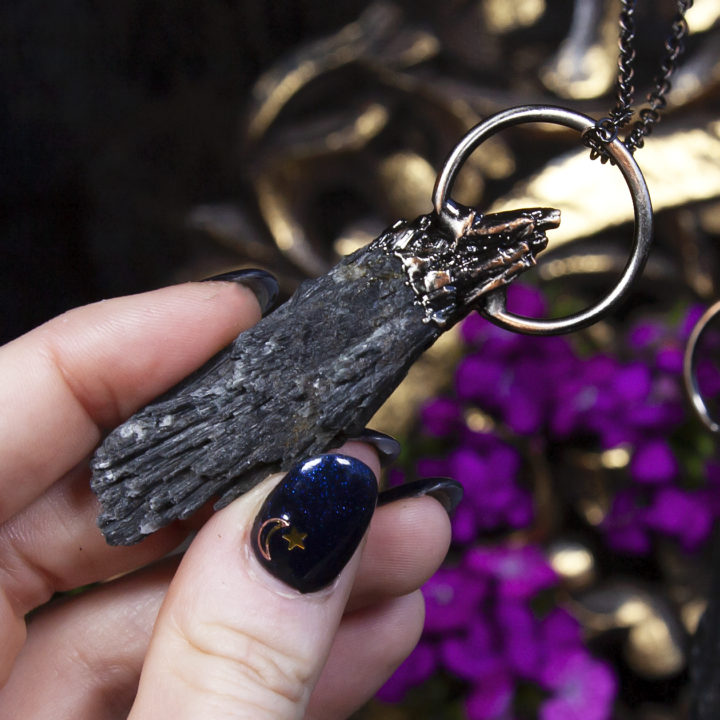 Interdimensional Awareness Black Kyanite Wand Pendants