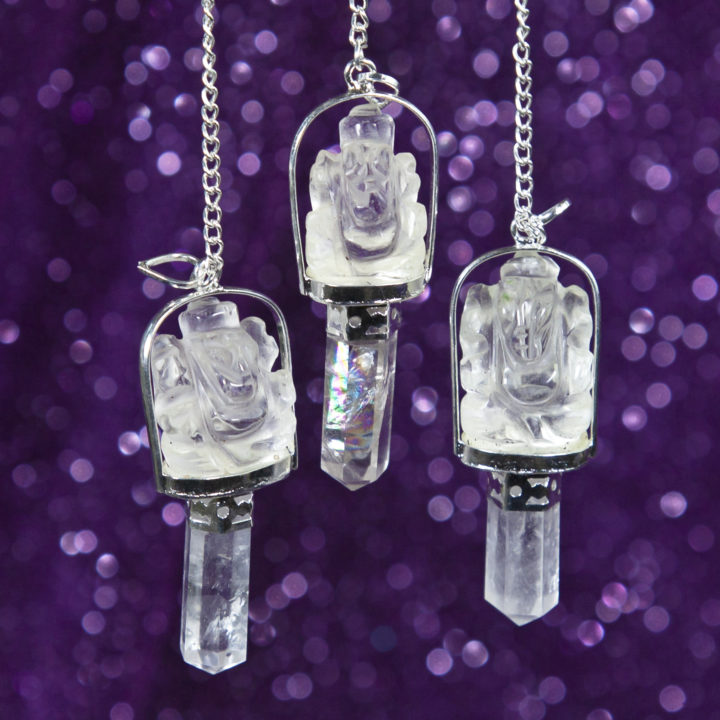 Clear Quartz Ganesha Pendulums