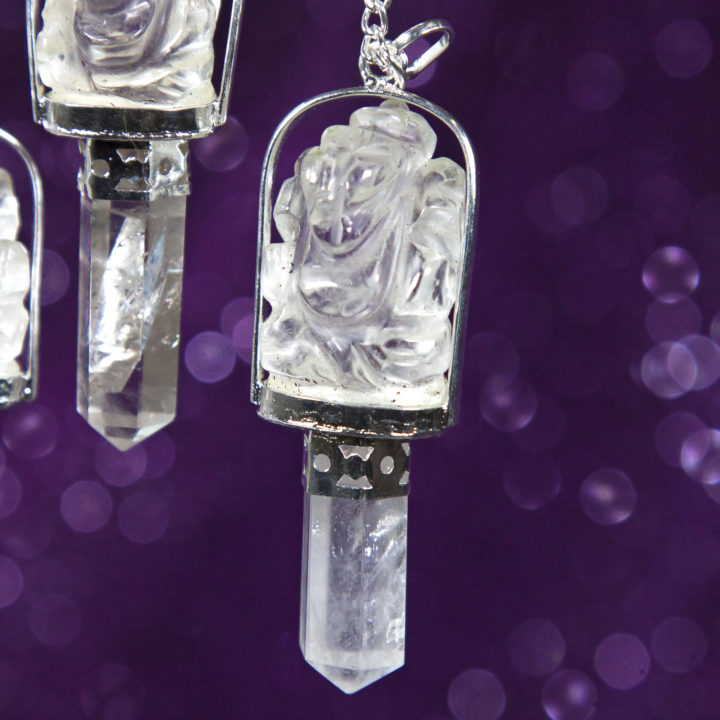 Clear Quartz Ganesha Pendulums