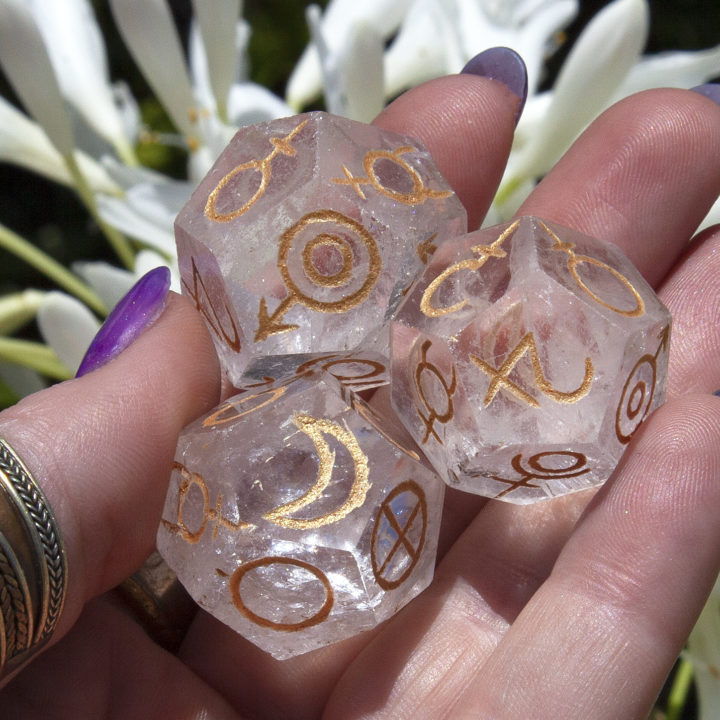 Clear Quartz Deity Divination Dice