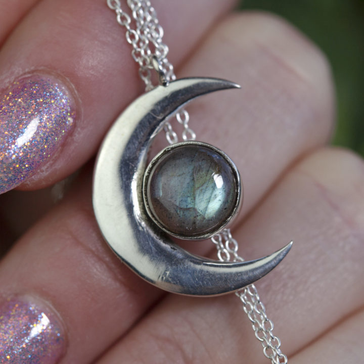 Labradorite Crescent Moon Wishing Necklaces