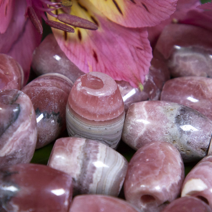 Rhodochrosite Barrel Beads