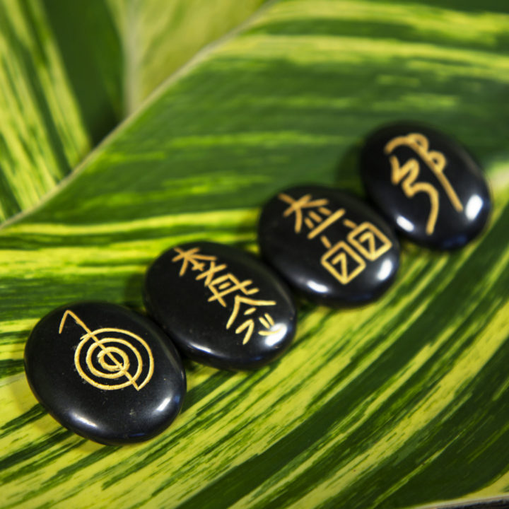 Black Agate Reiki Palm Stone Set