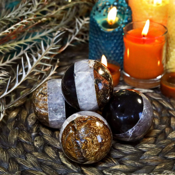 Crystal Masters Bronzite Smoky Quartz and Shungite Protection Spheres