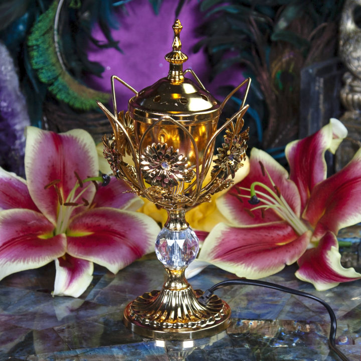 Golden Floral Electric Oud Incense Burners