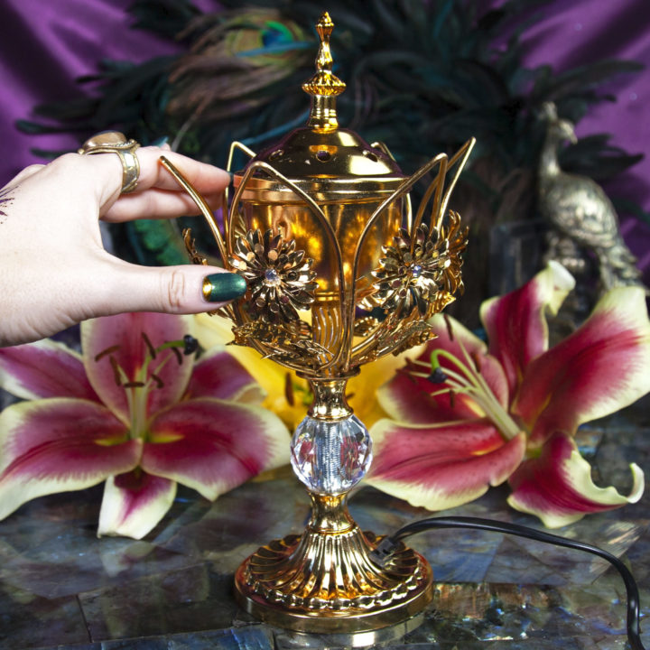 Golden Floral Electric Oud Incense Burners