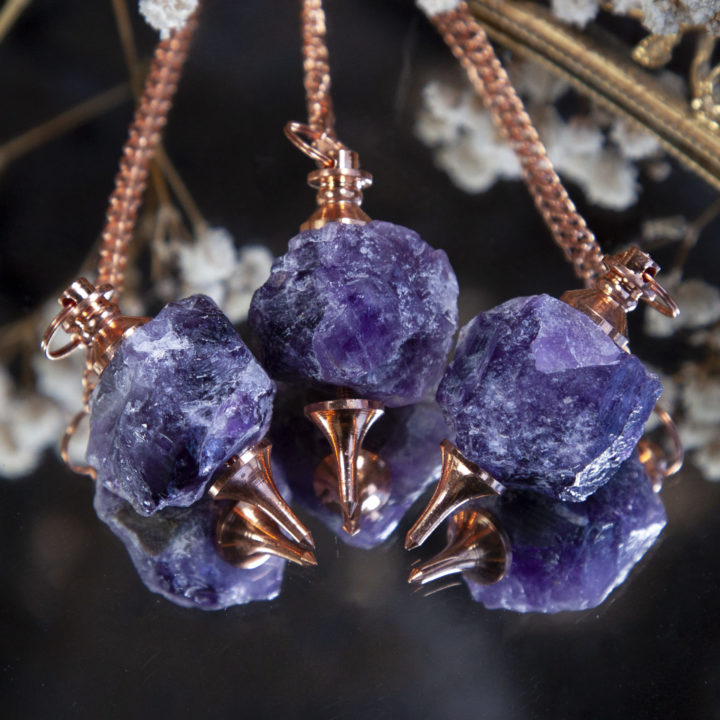 Natural Amethyst and Copper Pendulums