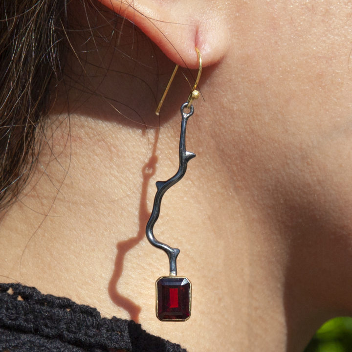 Amethyst and Garnet Thorn Earrings