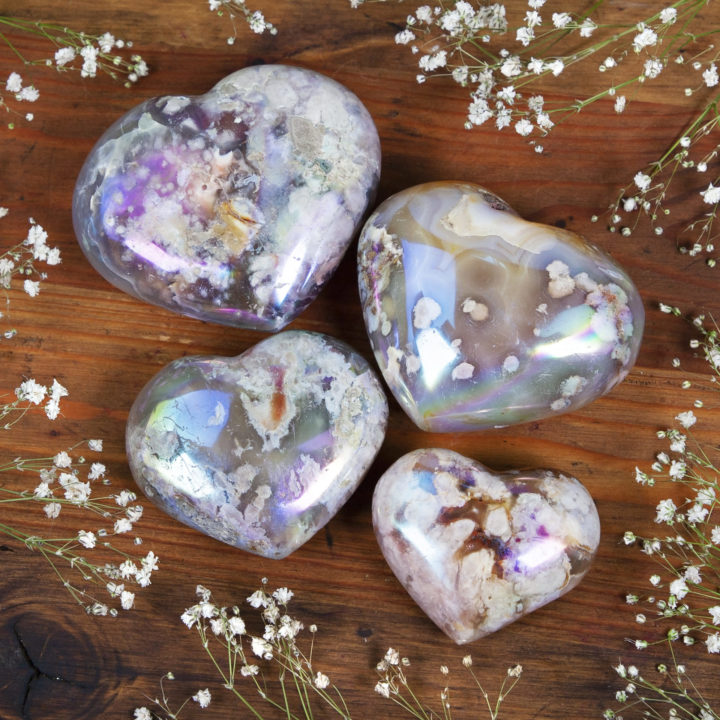 Angel Aura Flower Agate Hearts