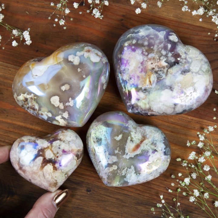 Angel Aura Flower Agate Hearts