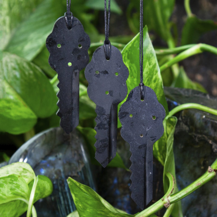 Black Tourmaline Key of Protection Pendants