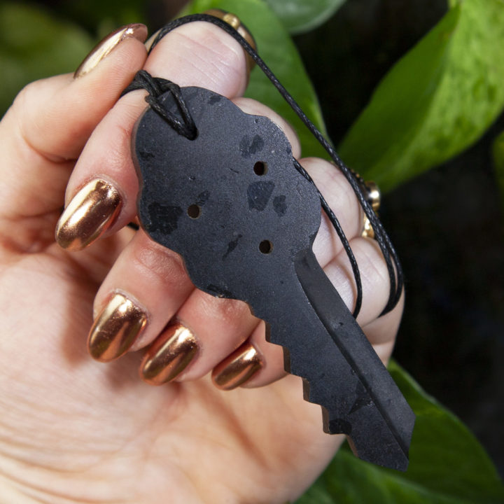 Black Tourmaline Key of Protection Pendants