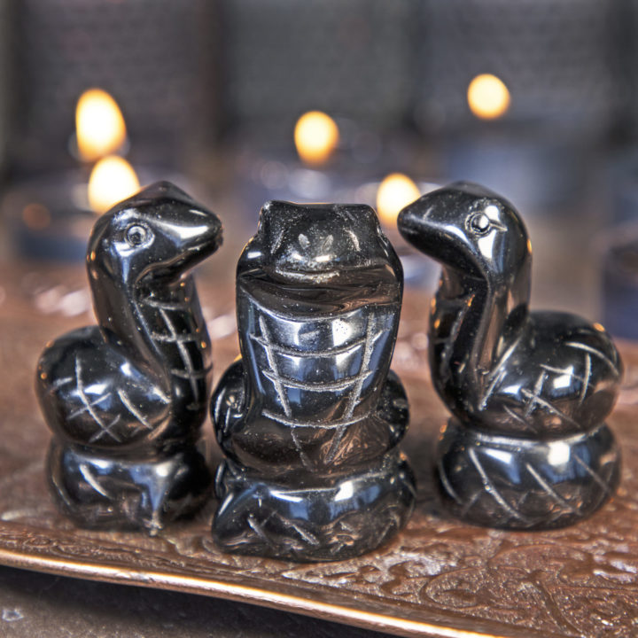 Black Obsidian Snake Carvings