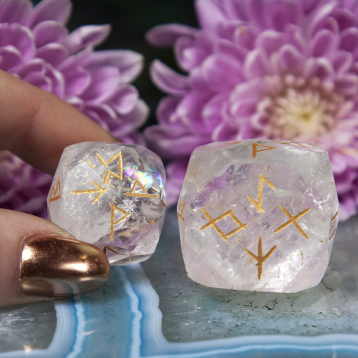 Clear Quartz Rune Dice