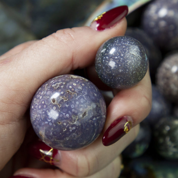 Grape Chalcedony Goddess Spheres