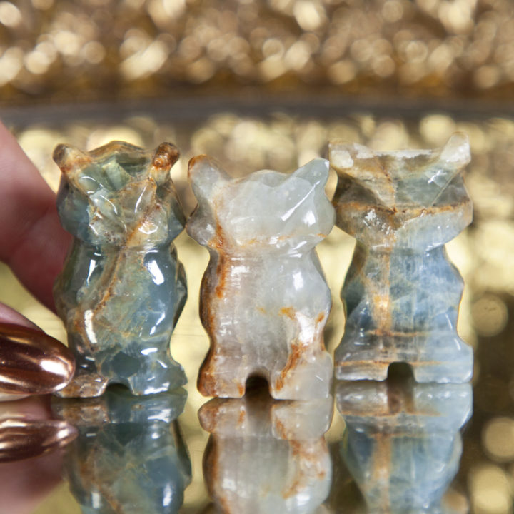 Lemurian Blue Calcite Owls