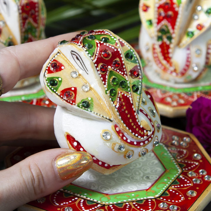 Marble Chowki Good Fortune Ganeshas