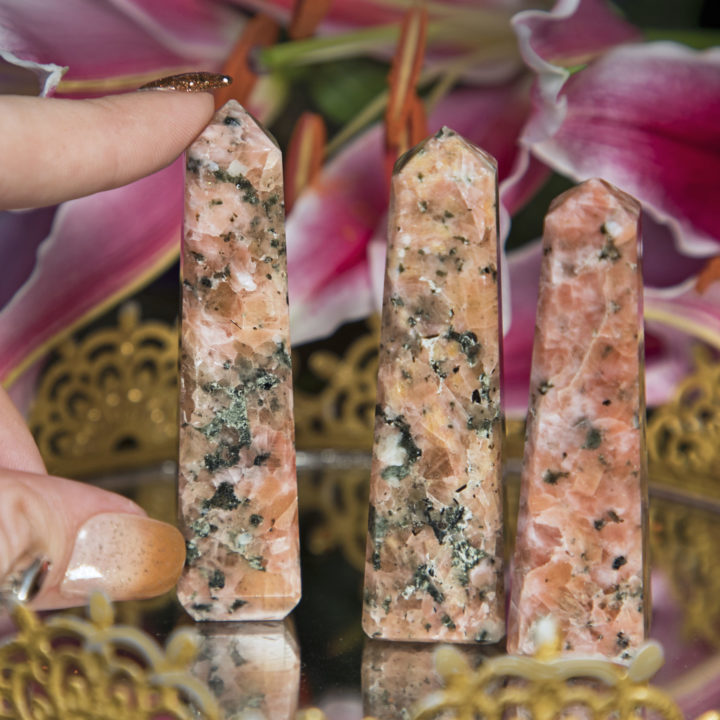 Orchid Calcite Obelisks