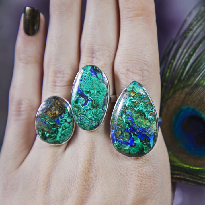 Priestess Power Azurite and Malachite Rings