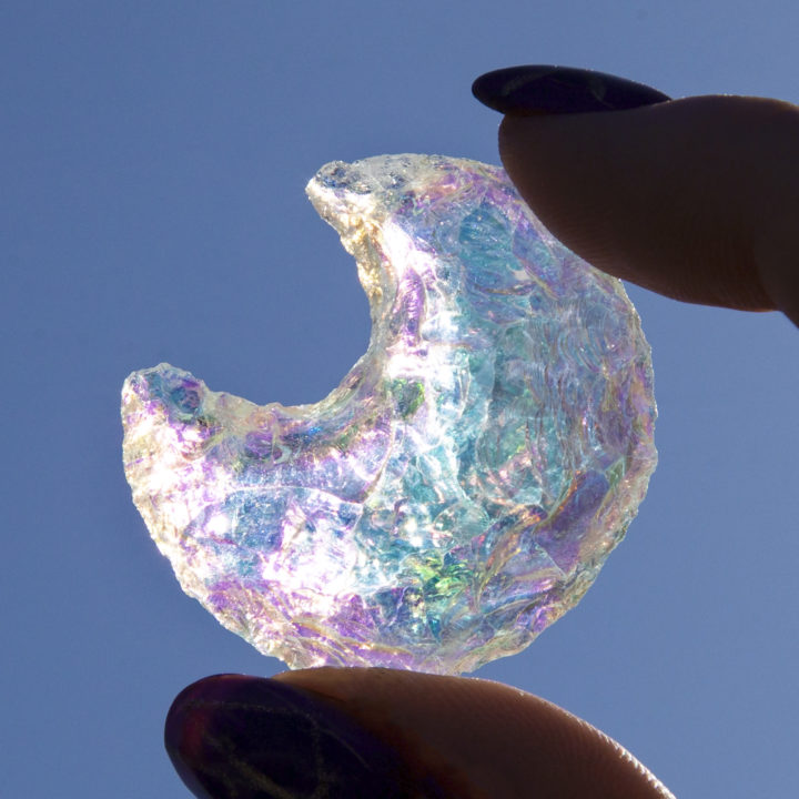 Angel Aura Quartz Crescent Moon