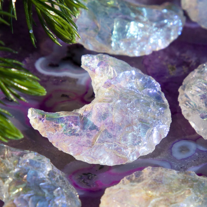 Angel Aura Quartz Crescent Moon