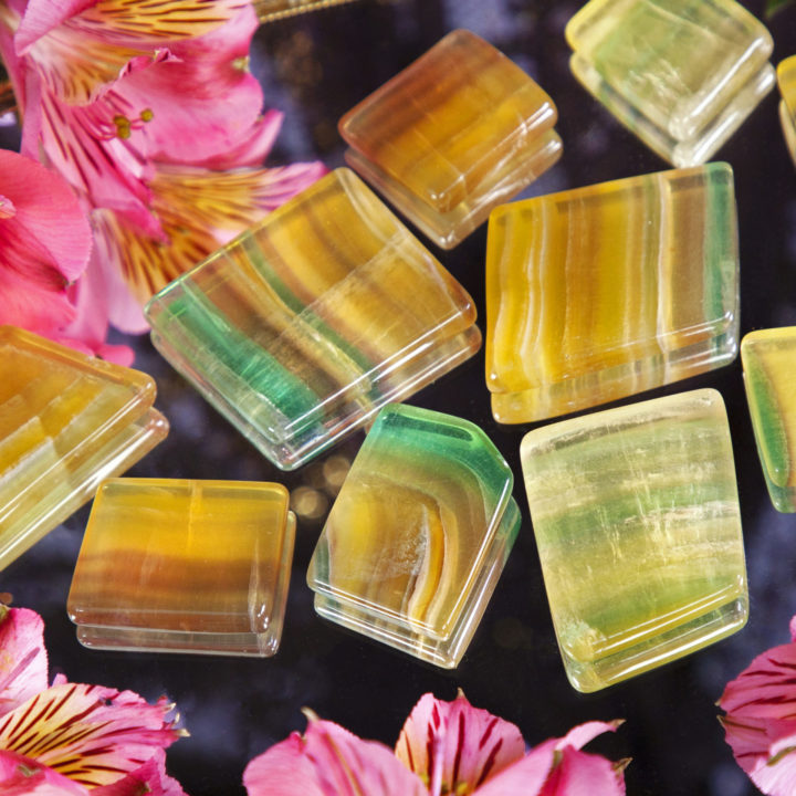 Argentinian Rainbow Yellow Fluorite Bra Stones